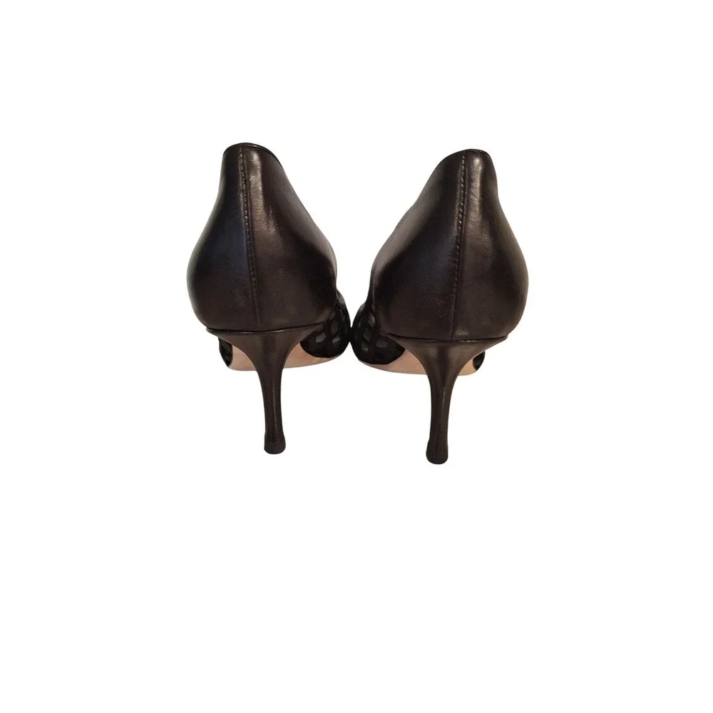 Christian‎ Dior Women's Stiletto Open  Toe Black Leather  New Size 37.5 - Picture 3 of 9